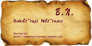 Bakányi Nónusz névjegykártya